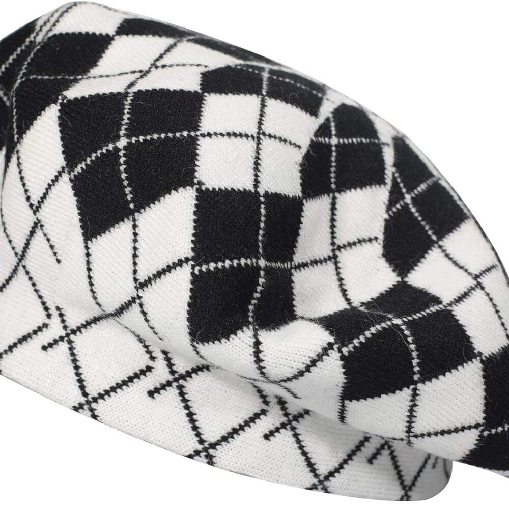 Womens French Beret Hat Reversible Knitted Thickened Warm Cap for Ladies Girls